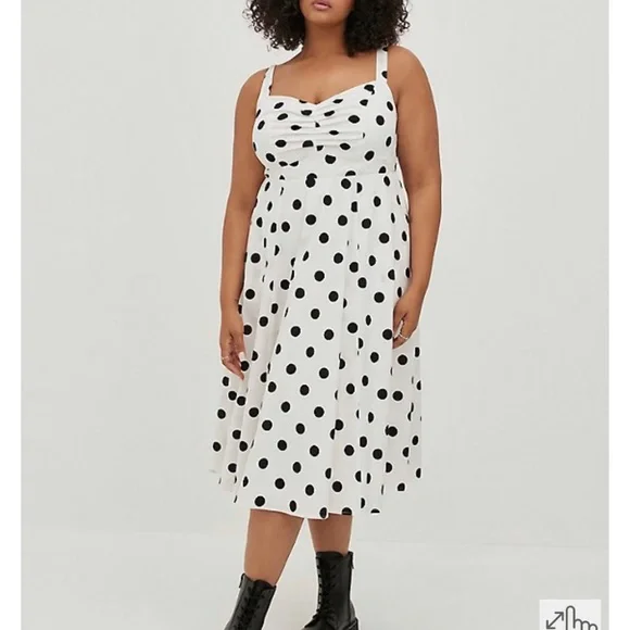 torrid | Dresses | Polka Dot Midi Poplin Fit Flare Dress | Poshmark